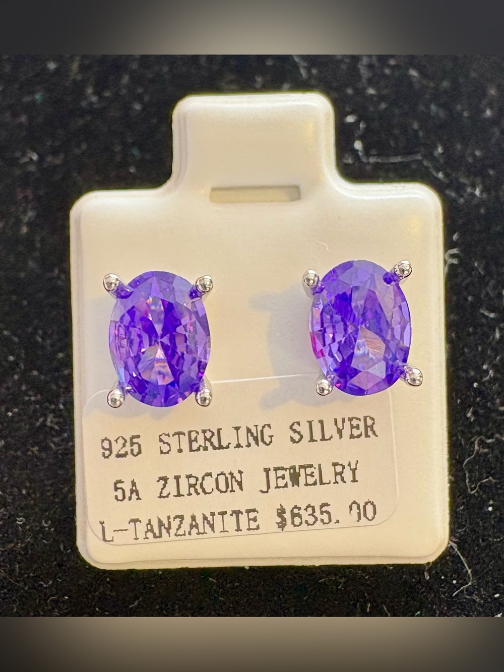 Tanzanite Purple Zircon Oval Stud Sterling Silver Earrings